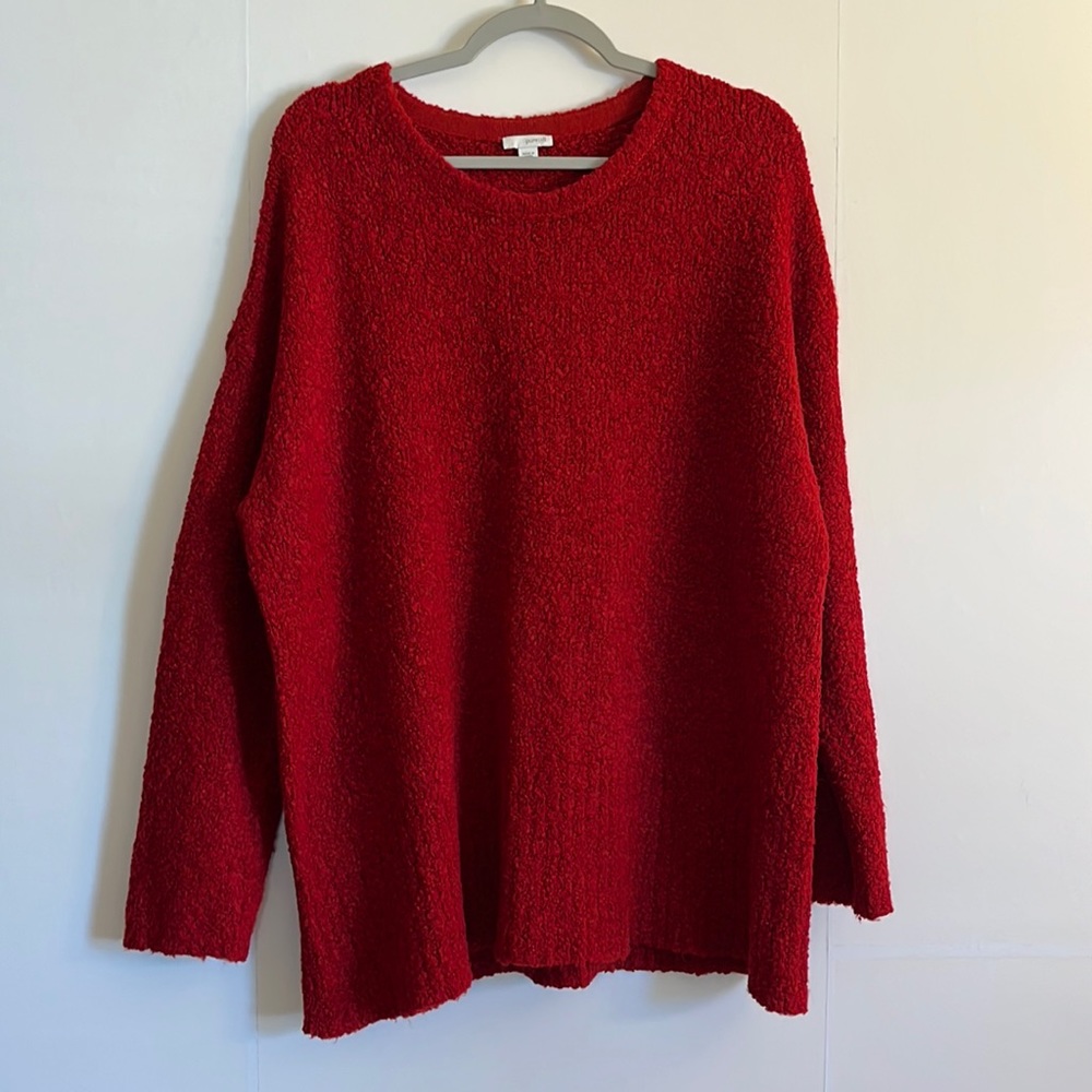 Cozy Red Bouclé Sweater - Women